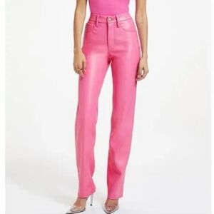 GOOD AMERICAN Better Than Leather Faux Leather Pant Sorority Pink
